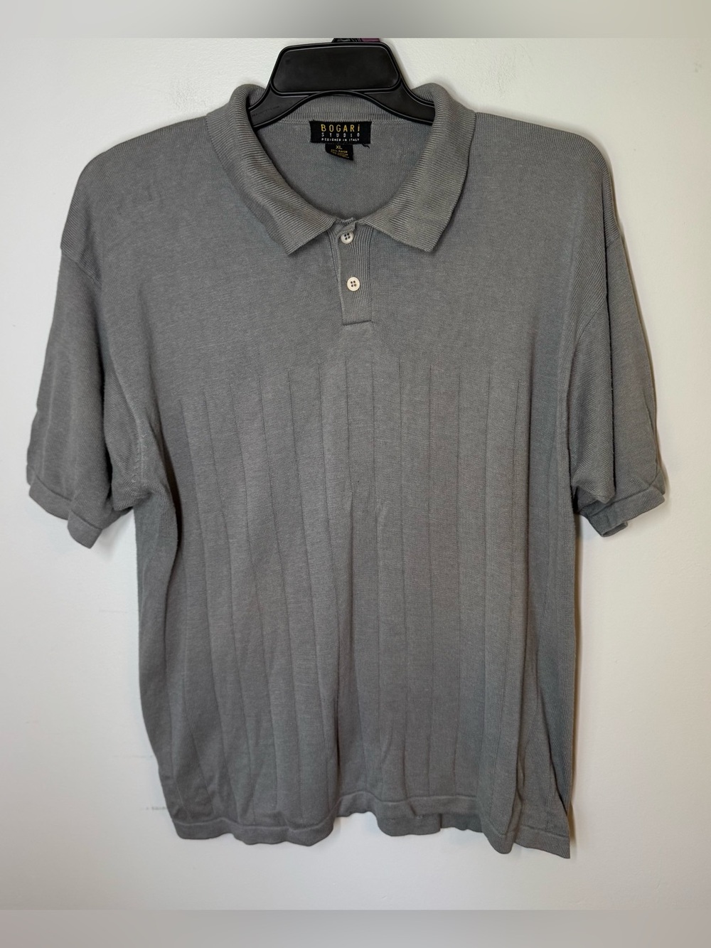 BOGARI Studio Men’s Lightweight Gray Polo Cotton Blend Short Sleeved Top Sz XL
